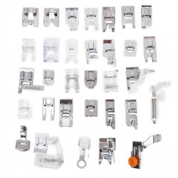 Imported 32 Sewing Machine Presser Foot Kit fit for Brother Singer Janome (Silver)
